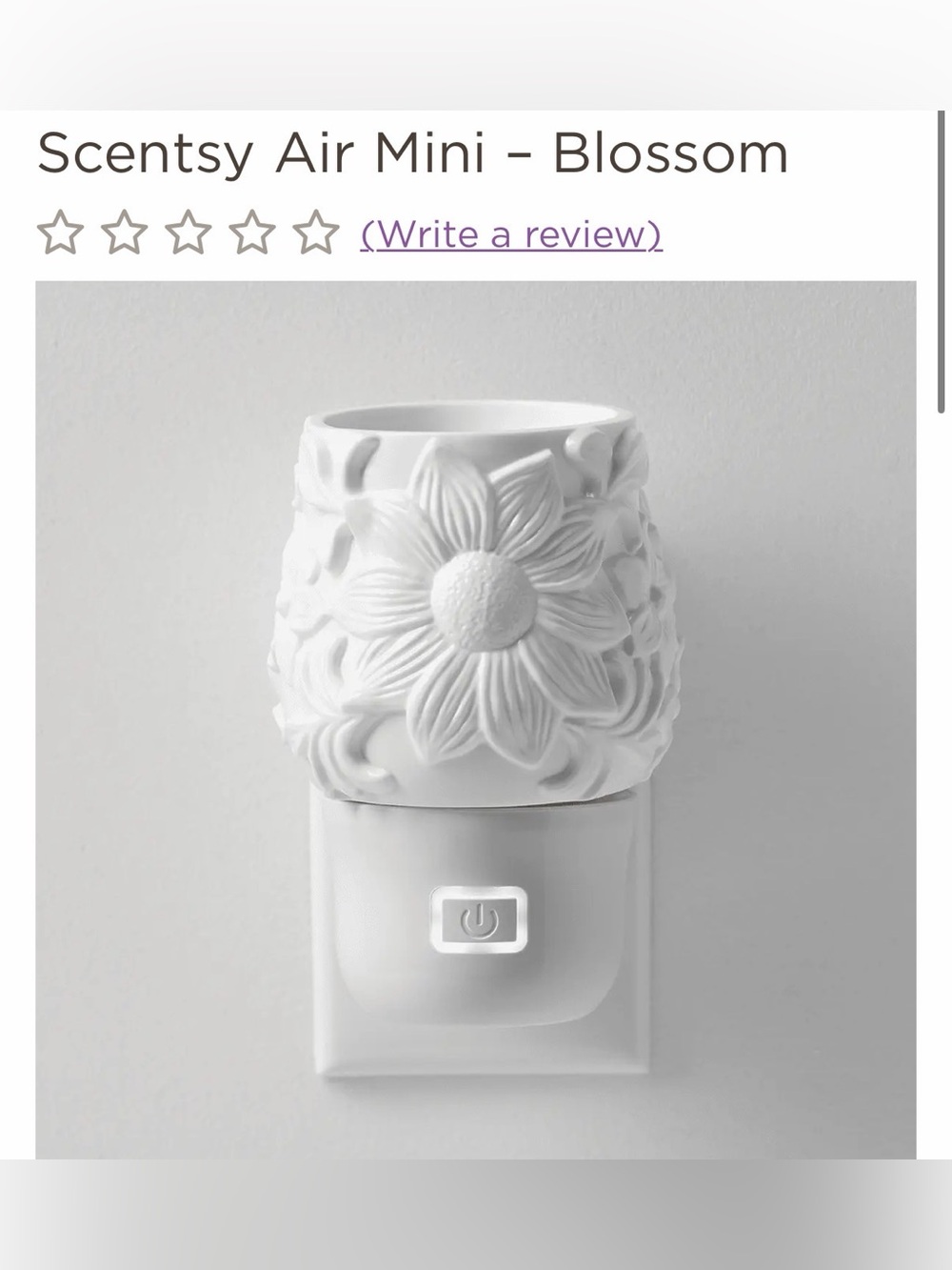 Scentsy White Blossom Air Mini Wall Warmer